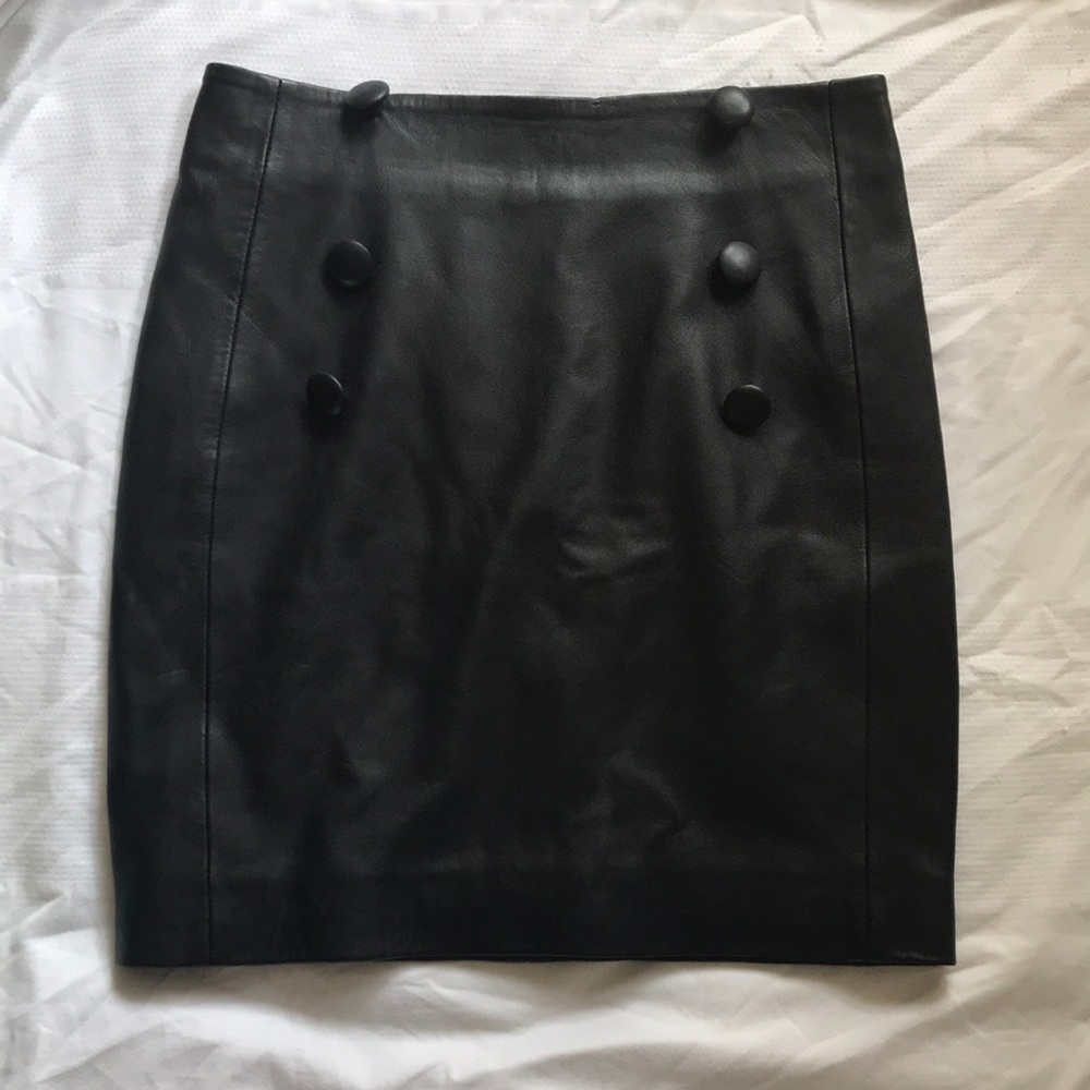 Muubaa London Black Leather Mini Skirt, Size 2